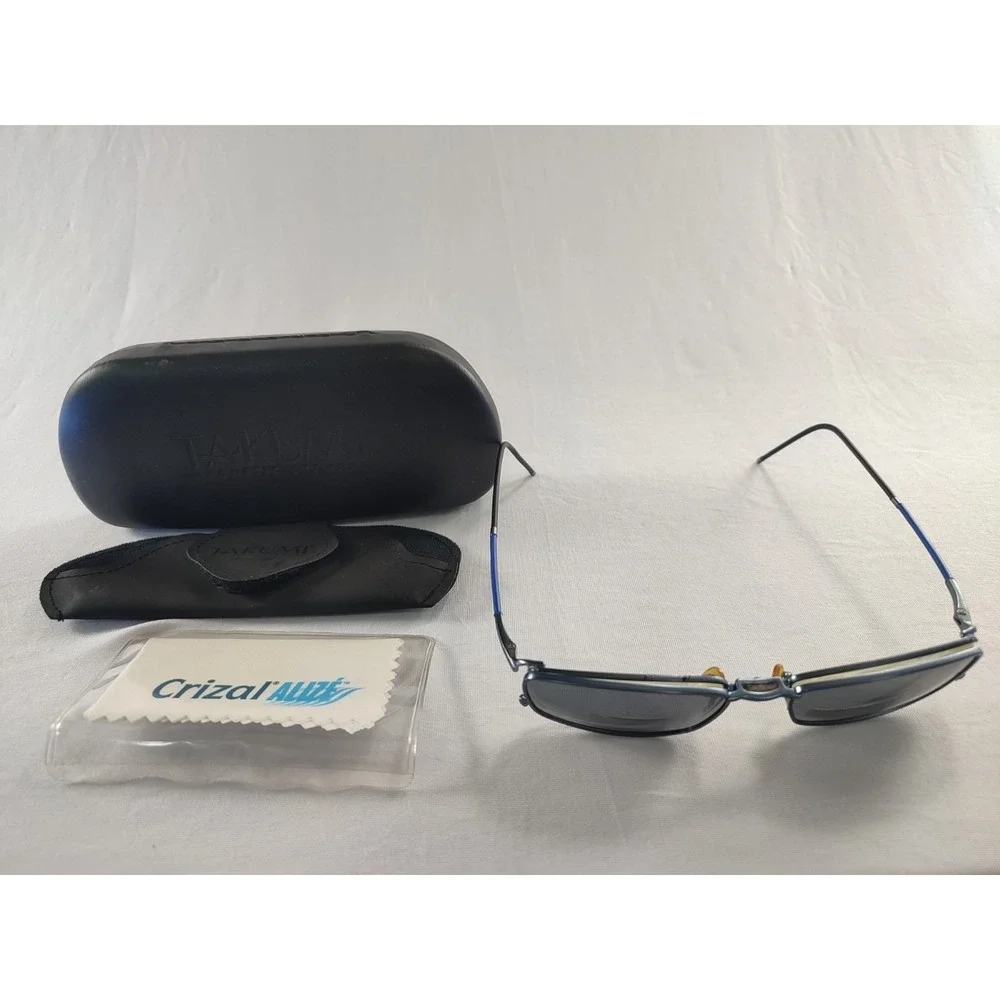 Takumi‎ TK405 Blue Optical Frames with Magnetic Sun Clip-On AS-IS Parts Only